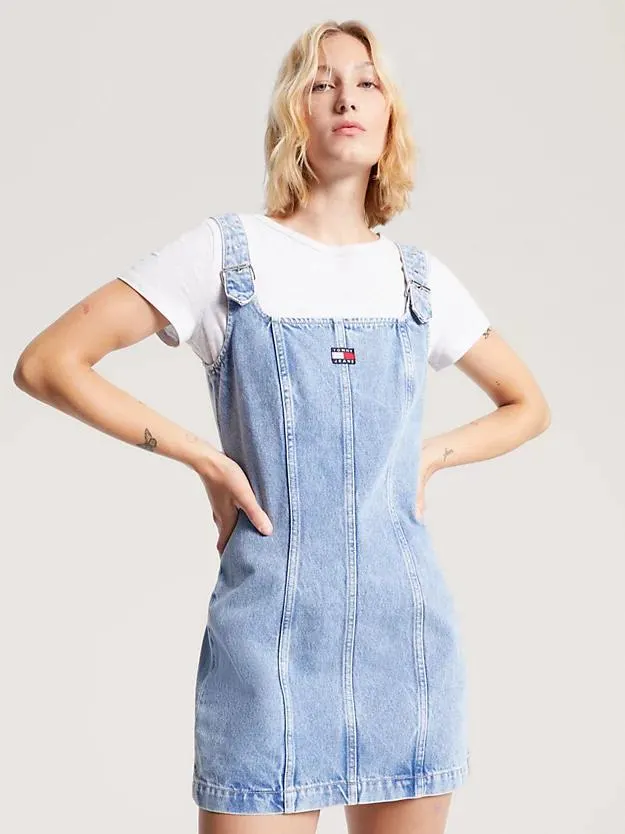 Denim Buckle Strap Mini Dress