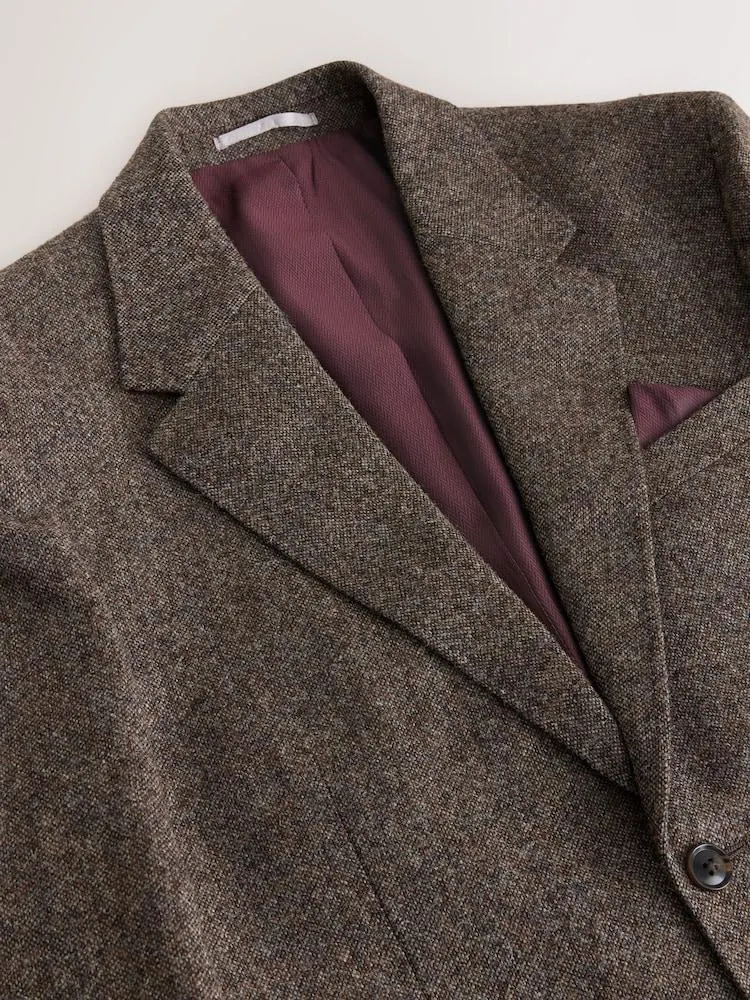 Hnědá - Značková obleková bunda Abraham Moon ze 100% britské vlny Donegal padnoucího střihu