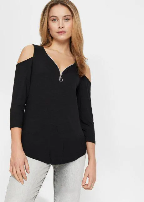 Triko s dlouhým rukávem a zipem