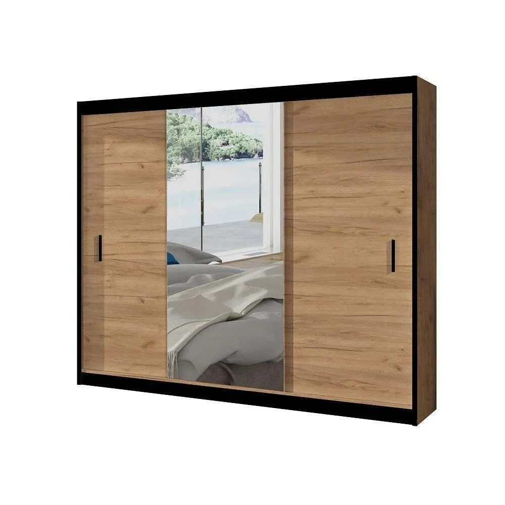 Šatní skříň Tofta - 250x215x61 cm (dub craft, černá)