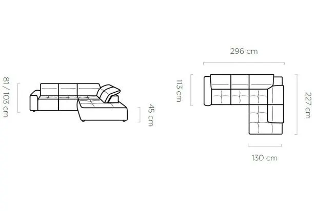 Rohová sedací souprava Colombo, žlutá látka, pravý roh
