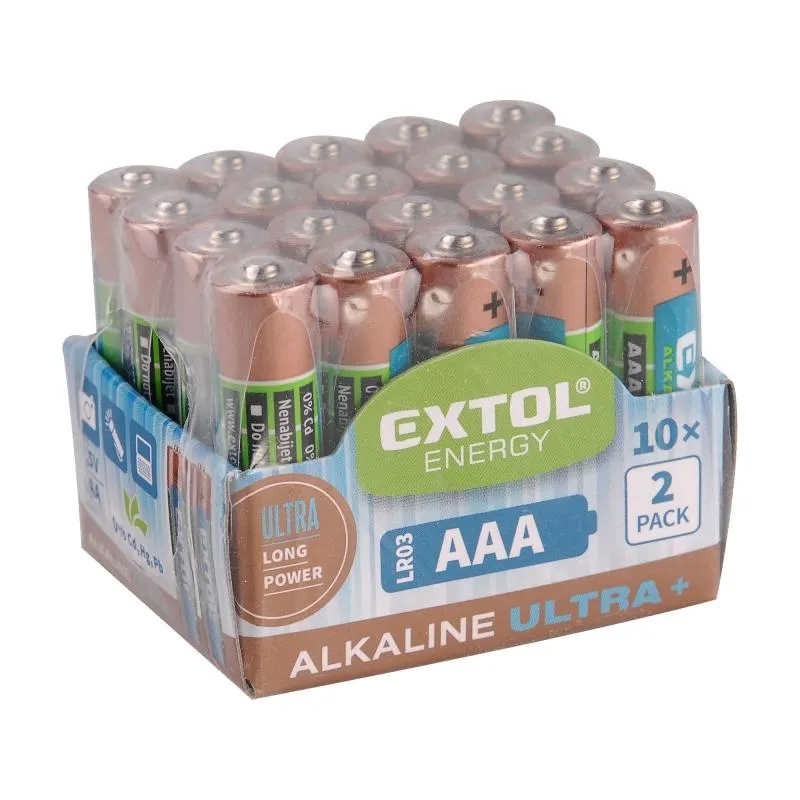 20x AAA baterie alkalická EXTOL ENERGY ULTRA Plus LR03