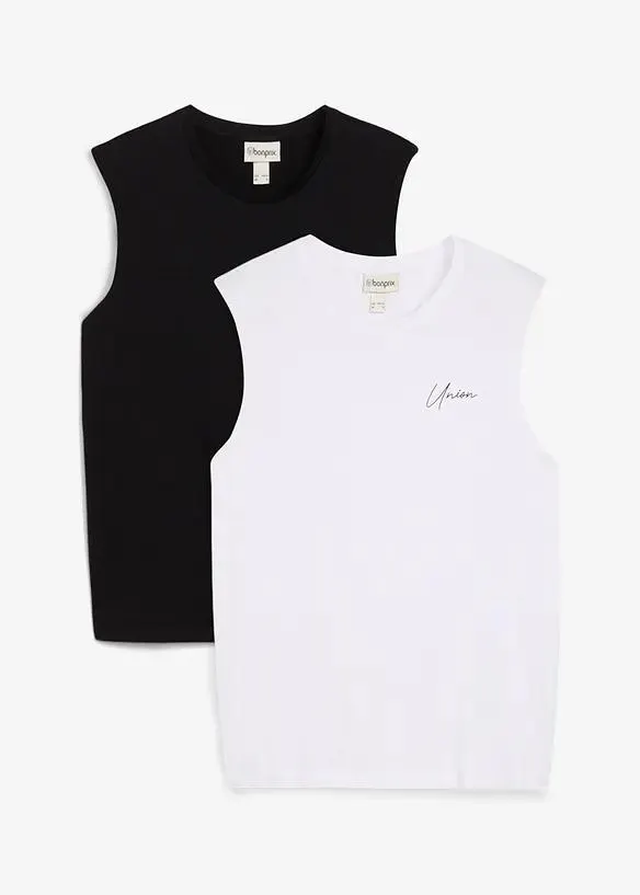 Triko bez rukávů, z čisté organické bavlny, Loose Fit (2 ks v balení)