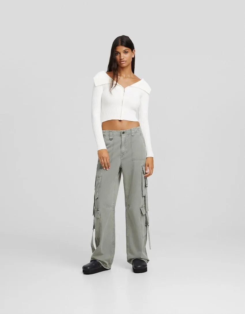 Bavlněné kalhoty cargo s pásky