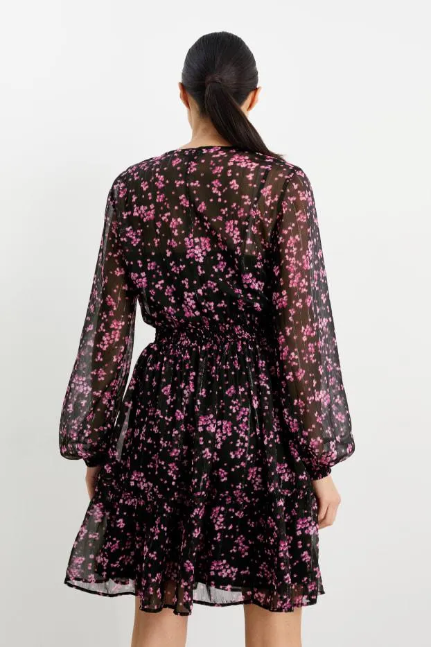 Fit & flare V-neck dress - floral