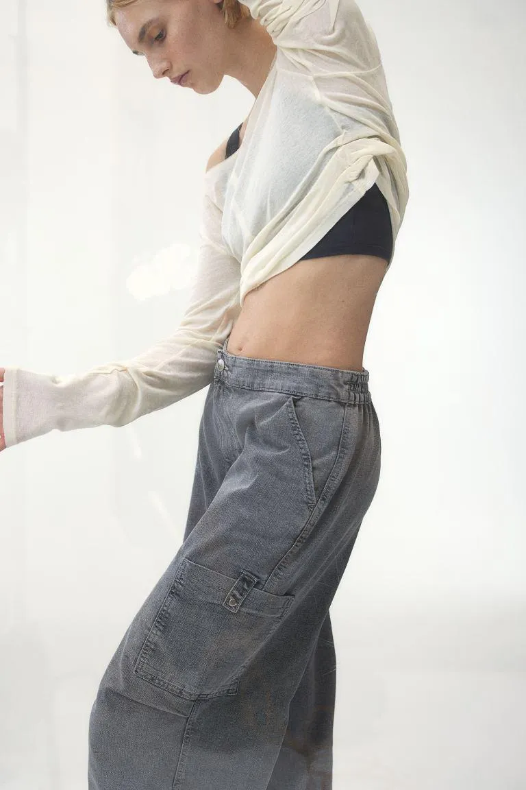 Denim Parachute Pants