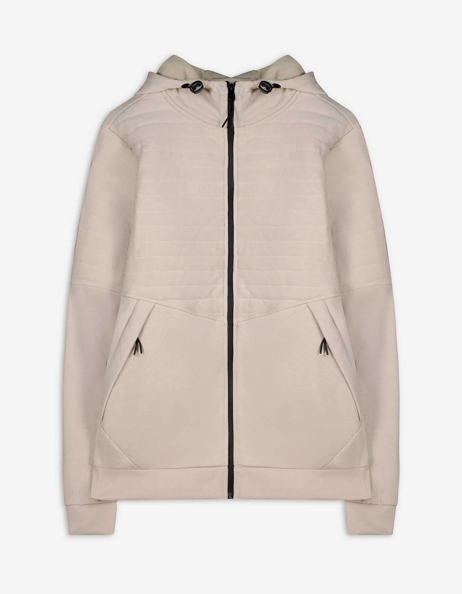 Propínací mikina - Žebrová struktura - béžová