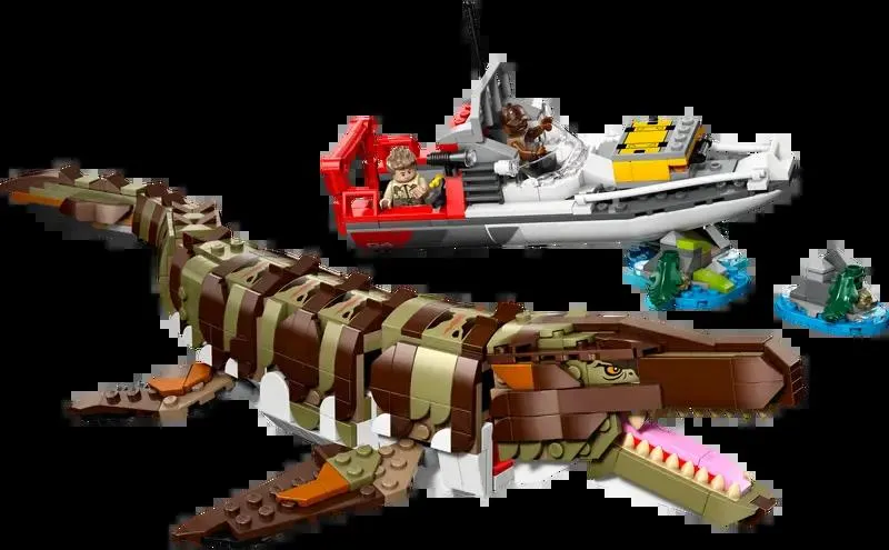 Brick-Built Mosasaurus Boat Mission