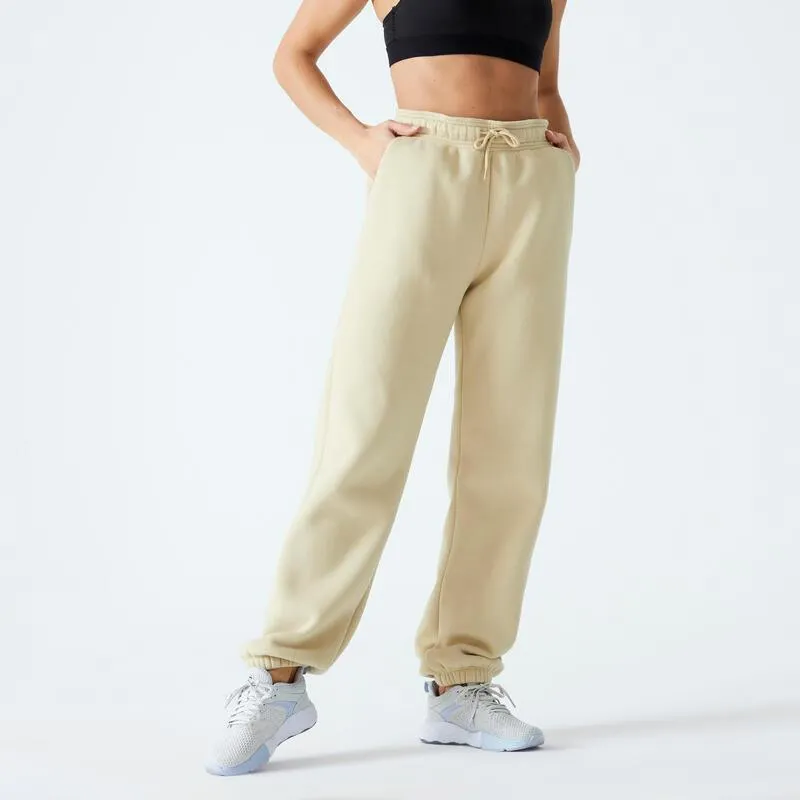 Pantalon de trening Croială largă 520 Fitness Bej Damă