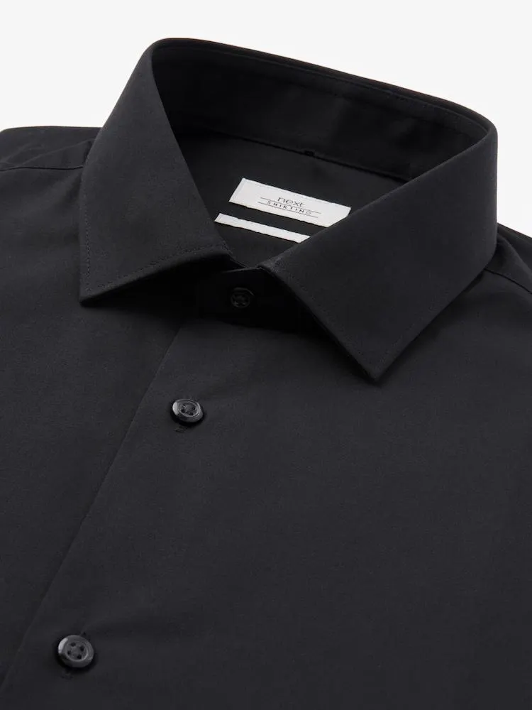 Černý - Slim Fit - Elegantní košile s jednoduchými manžetami (snadná péče).