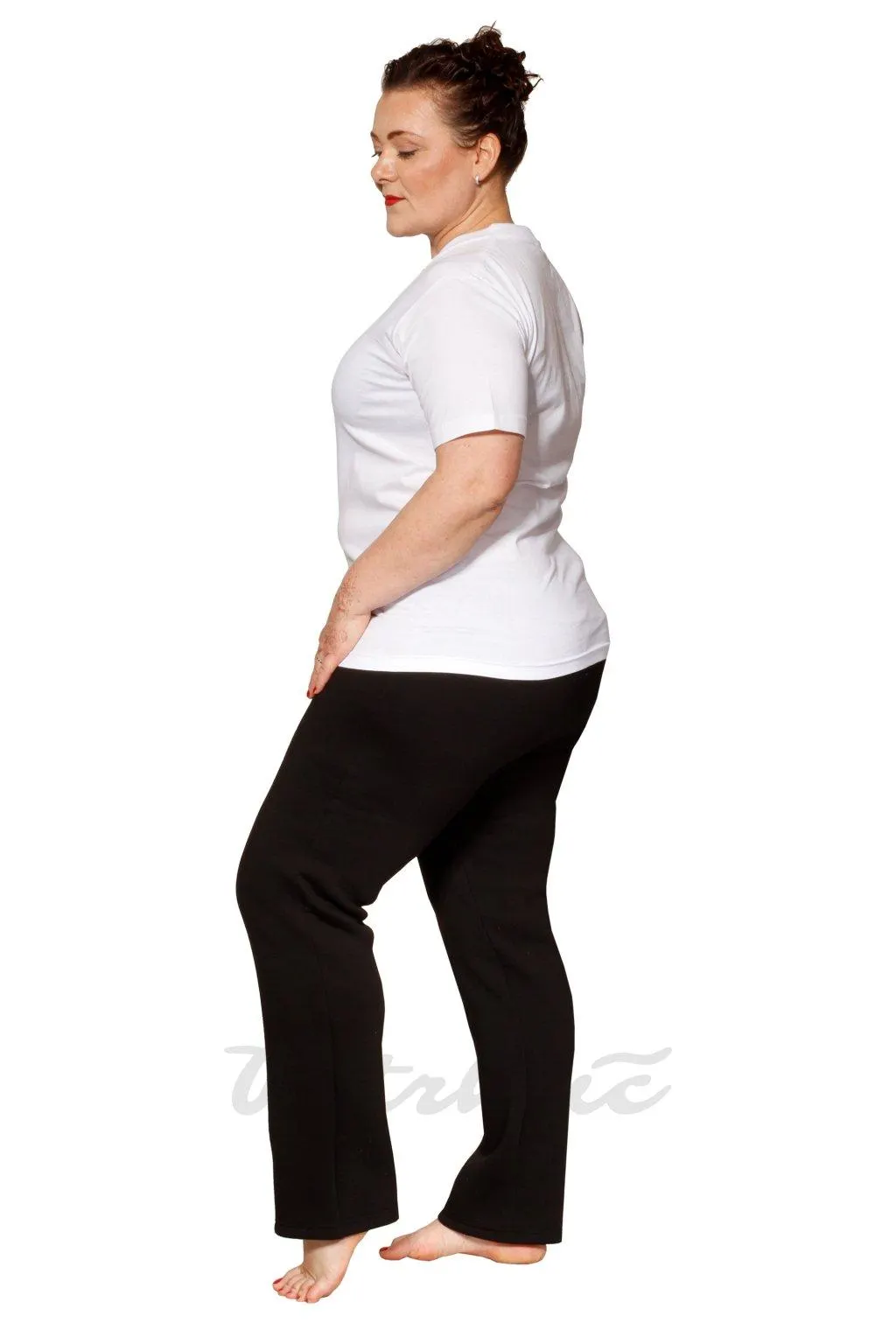 Černé volnočasové kalhoty z počesané teplákoviny - volba výšky pasu a délky