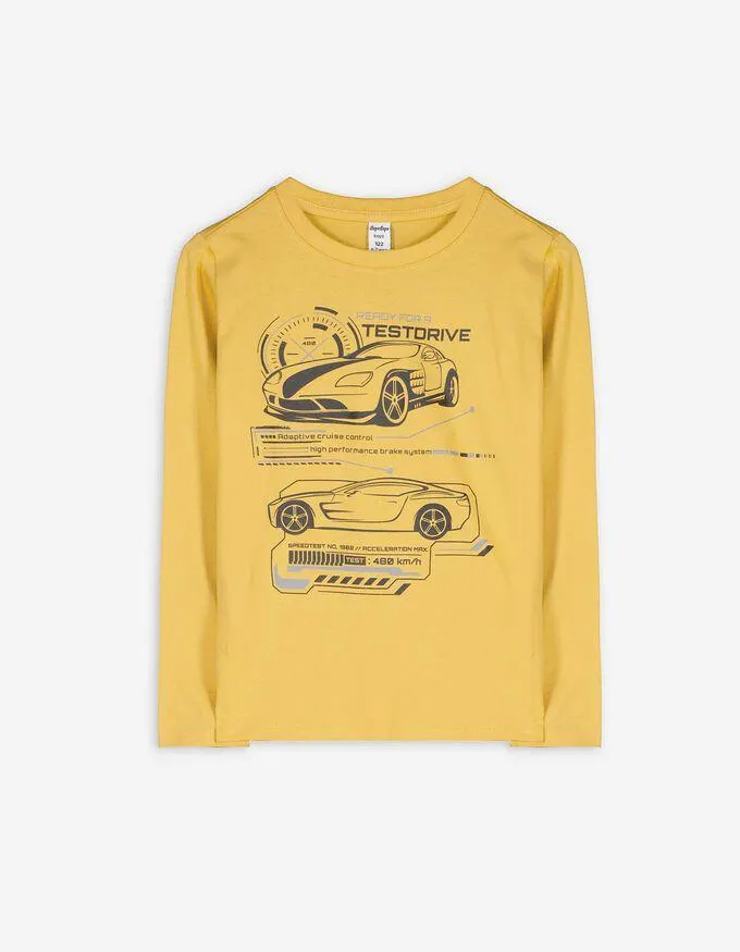 Tričko s dlouhým rukávem - Potisk - zluta