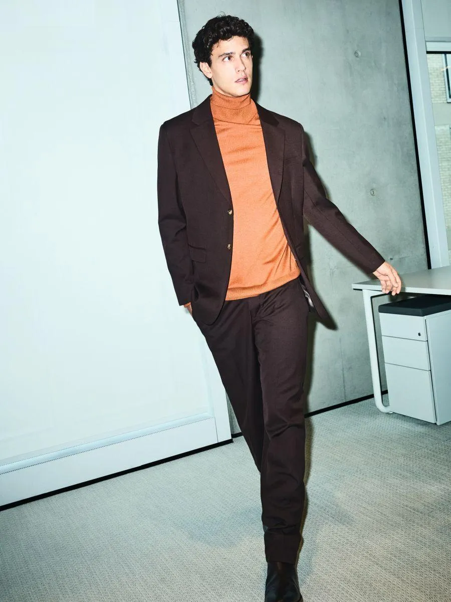 Slim fit sako s příměsí viskózy