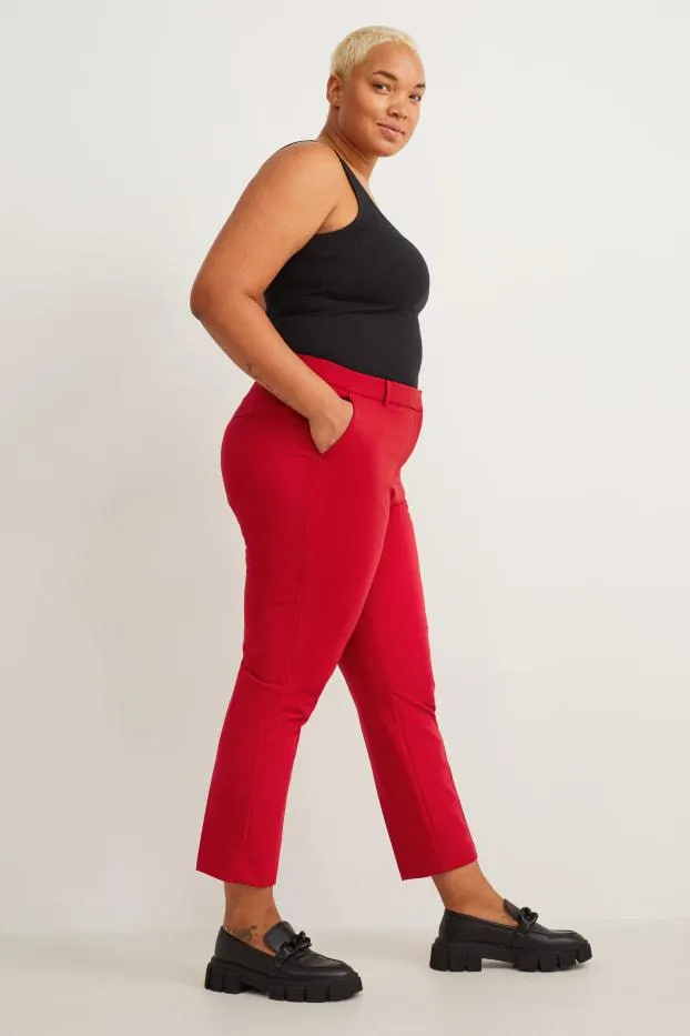 Plátěné kalhoty - mid waist - slim fit