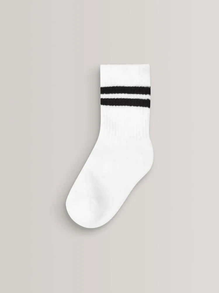 Bílá - Stélka žebrované Ponožky 5 Balení s vysokým podílem bavlny a polstrováním