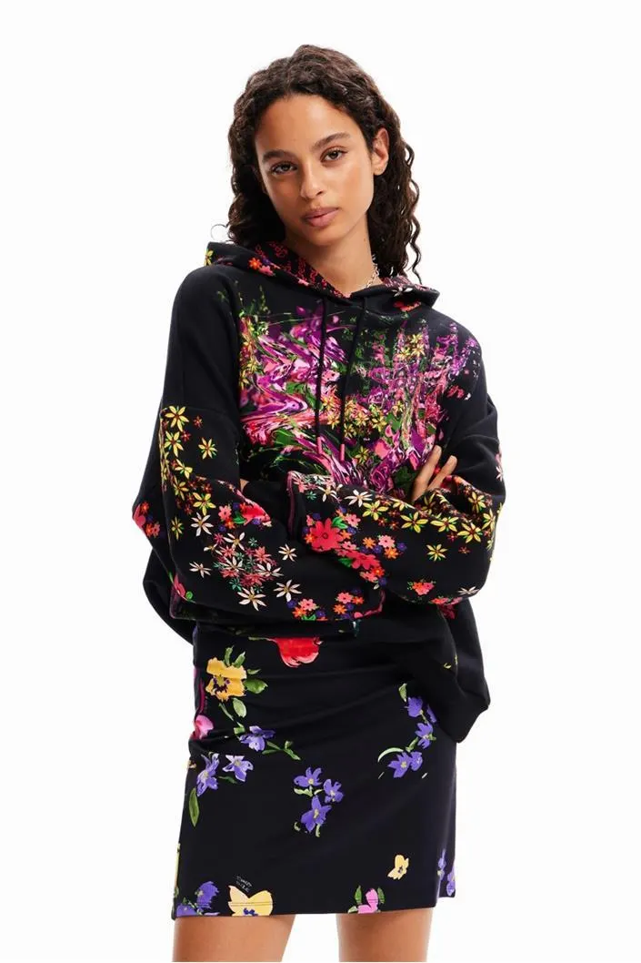 sukně Desigual Flora negro