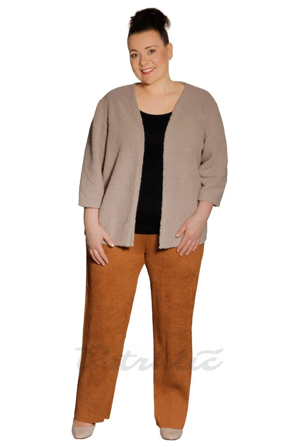 Rovné krešované kalhoty ROBIN medová