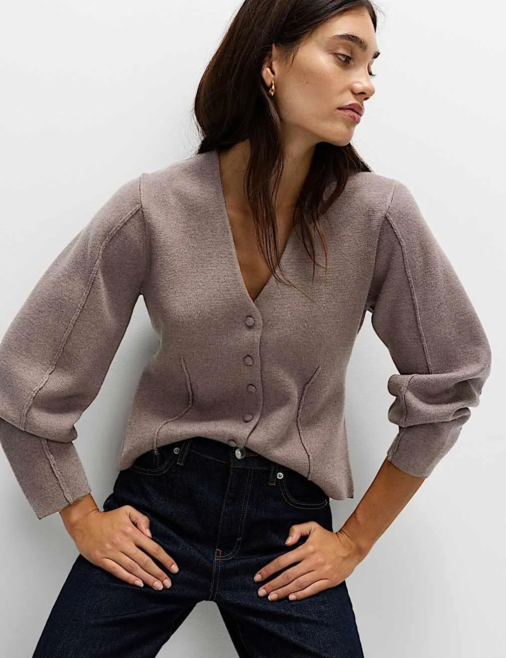 Slim Fit kardigan s výstřihem do V