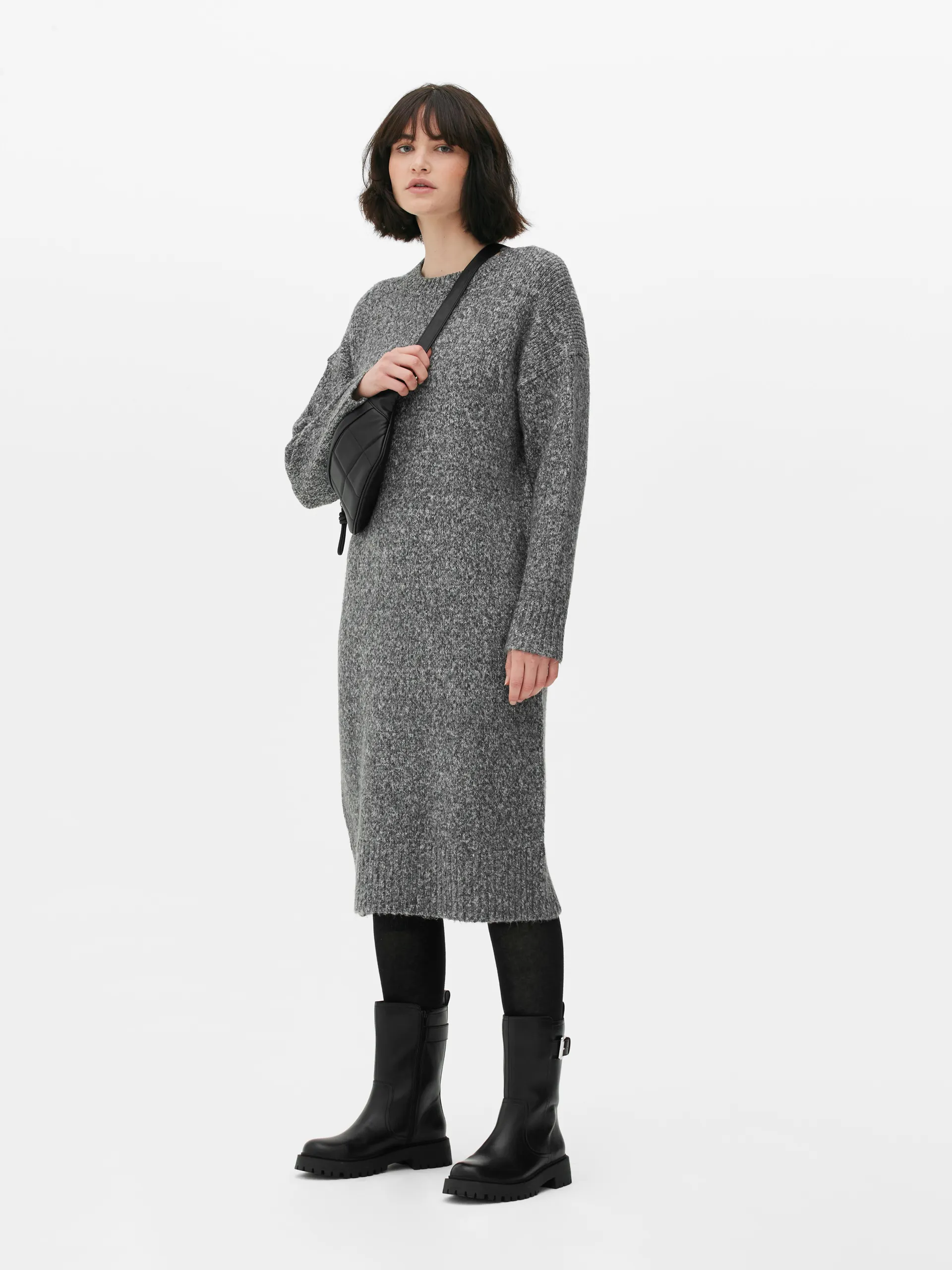 Halflange gebreide trui-jurk