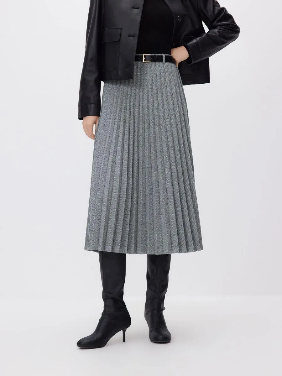 Plisovaná midi sukně s páskem