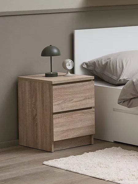Noční stolek LIMFJORDEN 2 zásuvky barva světlého dubu