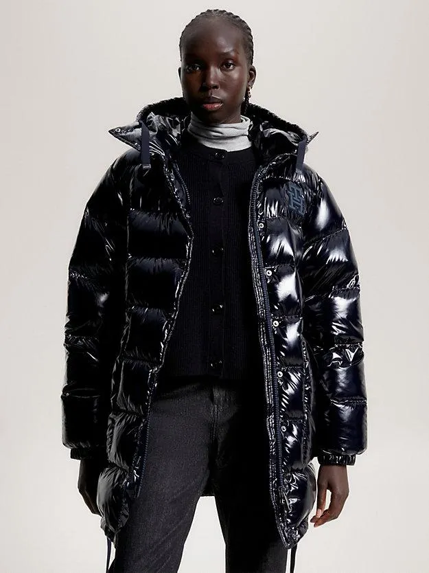 Hooded High Shine Down Jacket