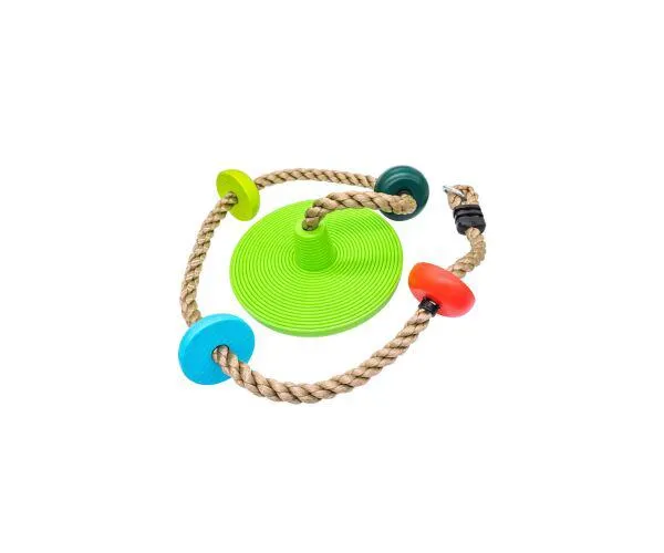 Lano s barevnými uzly a sedátkem zelené