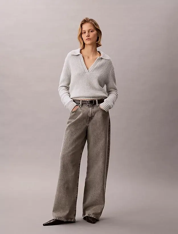 Merino Wool Boucle Polo Sweater