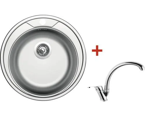 Nerezový dřez s baterií Sinks ROUND 510 V+EVERA 510 x 510 mm RO510VEVCL