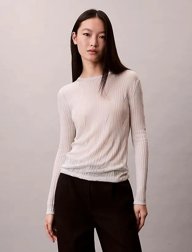 Shiny Cable Knit Crewneck Jumper