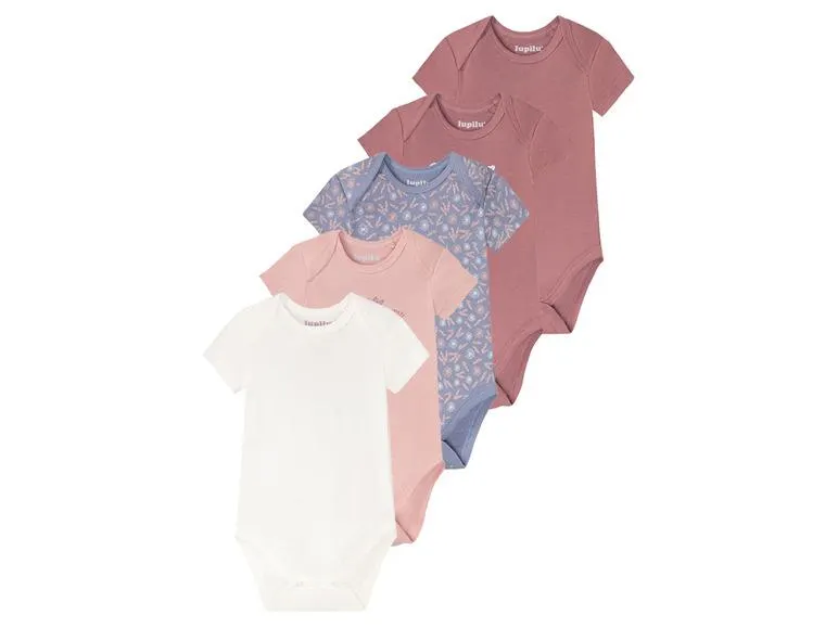 lupilu® Dívčí body s krátkými rukávy BIO, 5 kusů