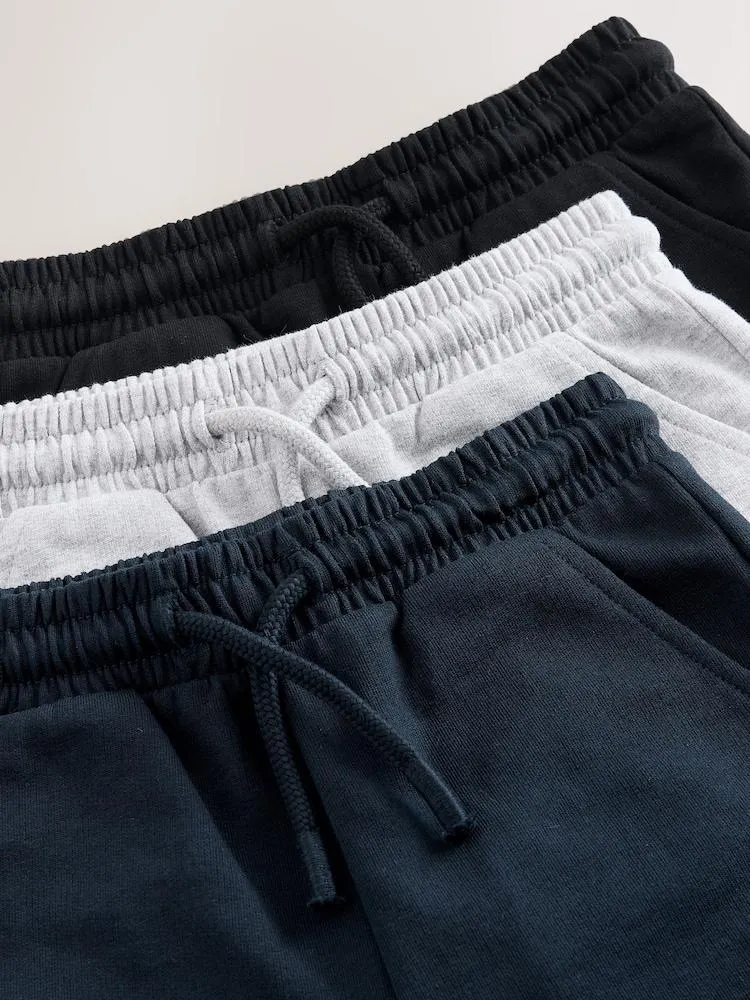 Černá/šedá/tmavomodrá - Dresové šortky 3 balení (3měsíc-7roky)