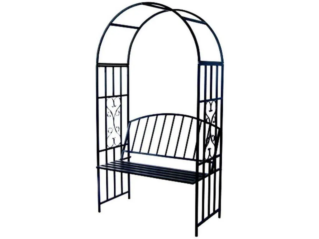 Opěra na popínavé rostliny 210x114x55cm s lavičkou kov. ČER