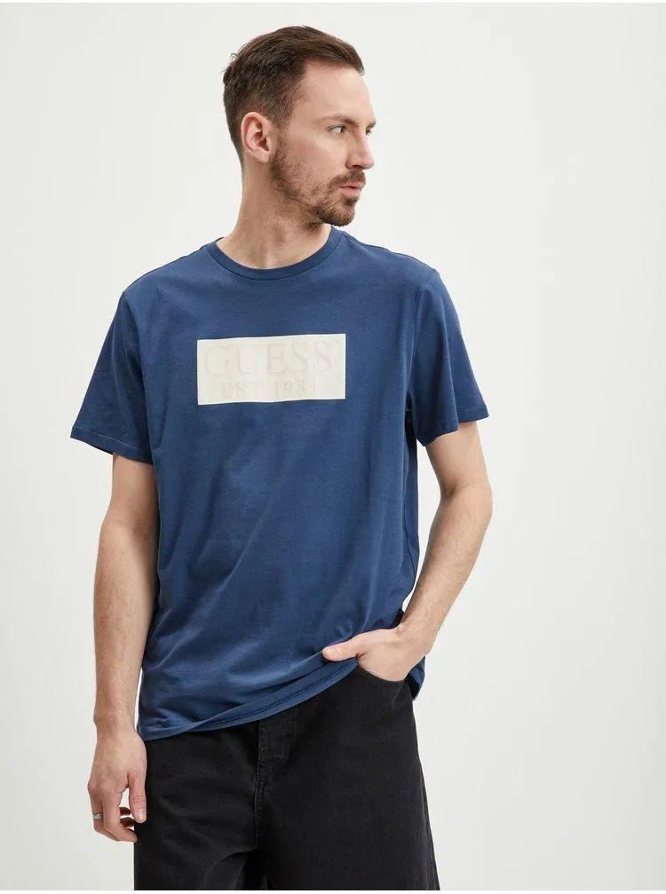 Tmavě modré pánské tričko Guess Est.1981