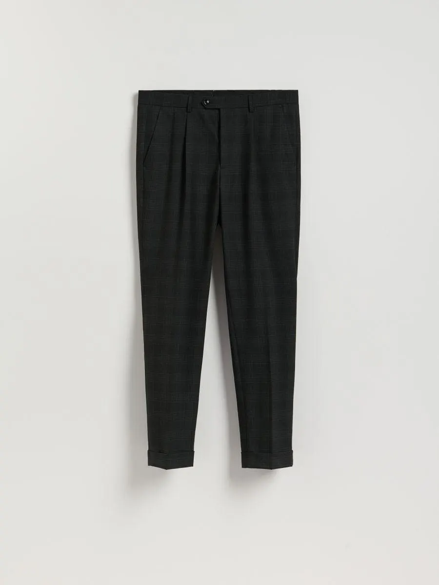 Kostkované oblekové kalhoty