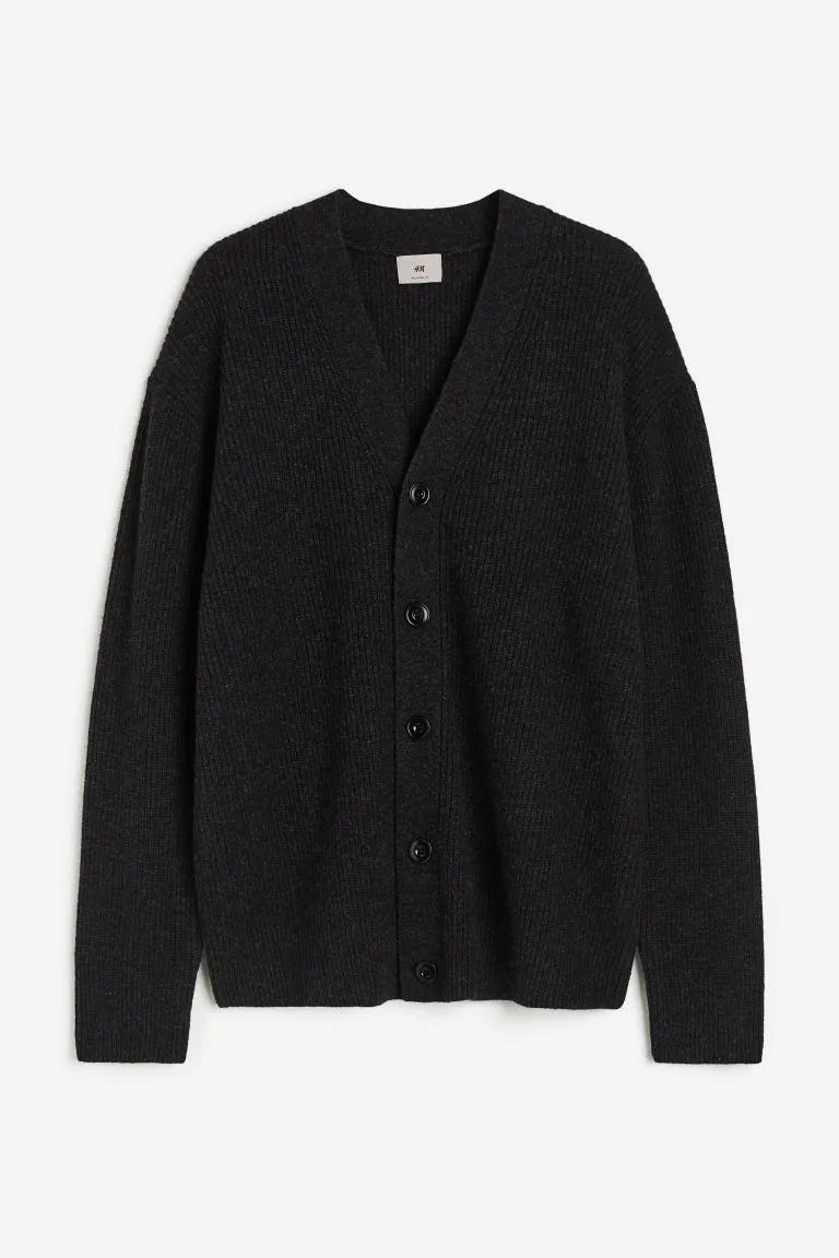 Vlněný propínací svetr Loose Fit