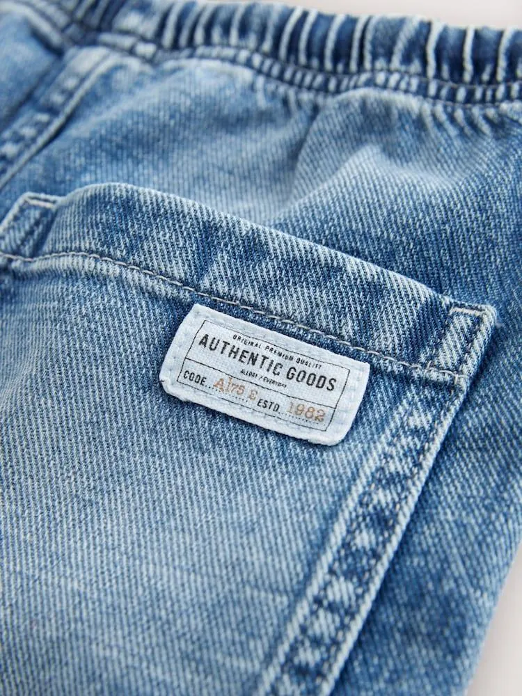 Středně modrá - Bermudy na gumu Džínovina (3-16let)