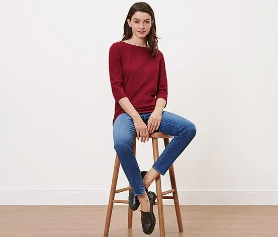 Tričko s 3/4 rukávmi, bordové