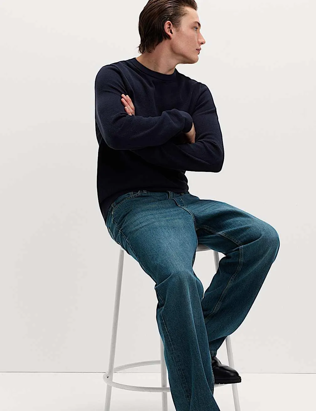 Texturovaný svetr ke krku z čisté bavlny