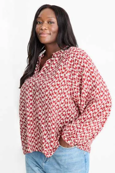 Halenka s výstřihem ve tvaru V - se vzorem