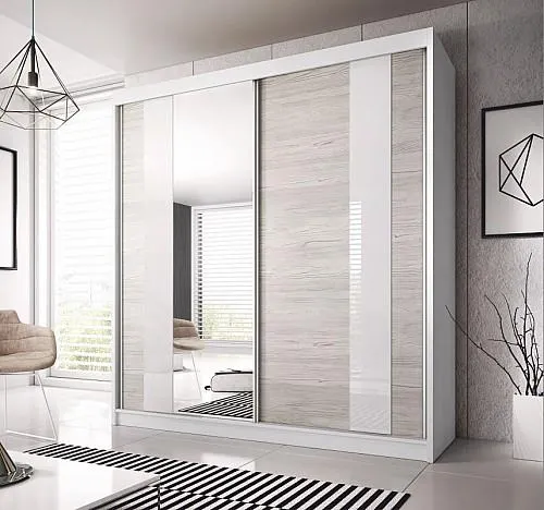 Šatní skříň MULTI 32, 233cm (M) kathult / bílé pásy