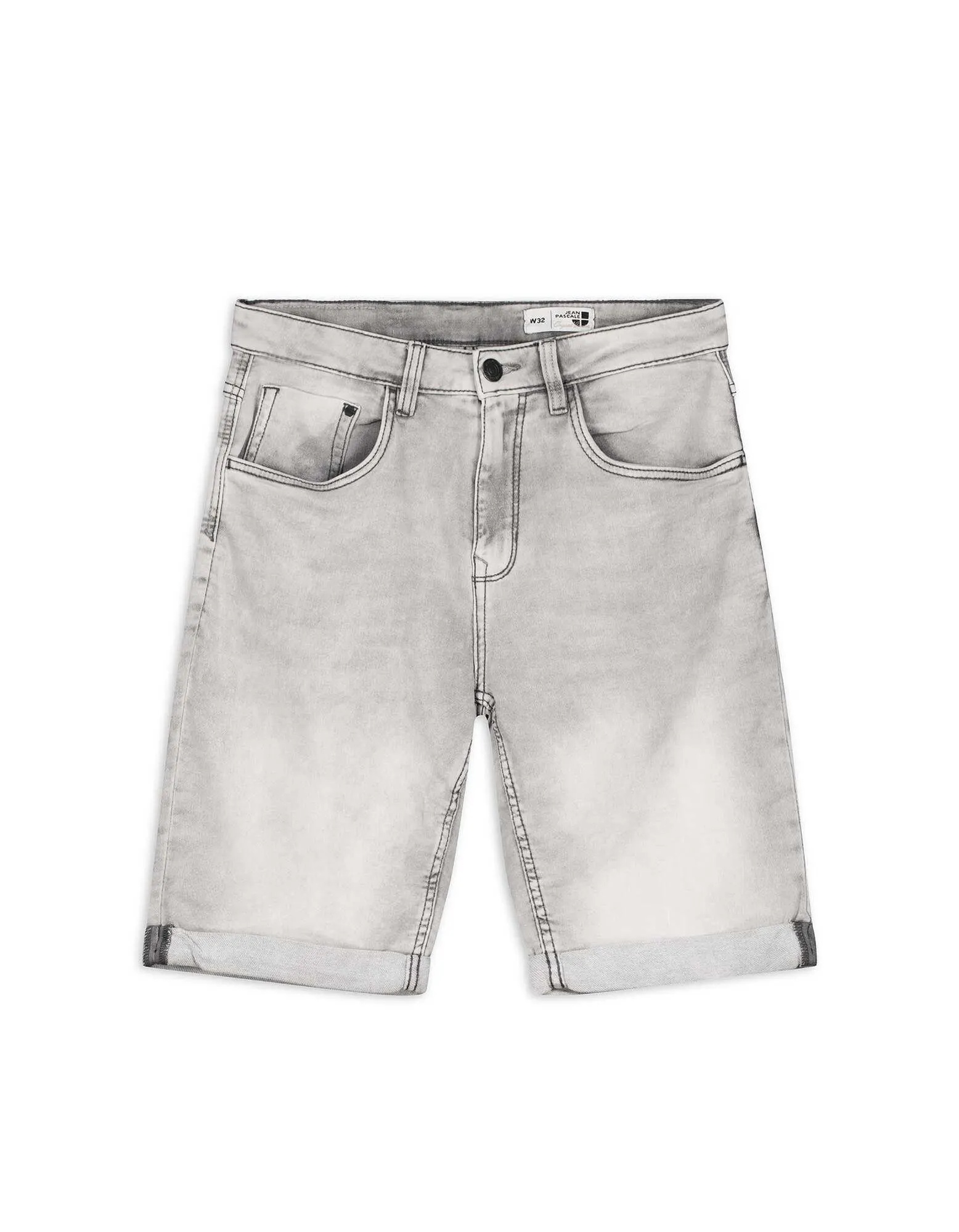 Bermudy - přišité ohrnutí nohavic - seda