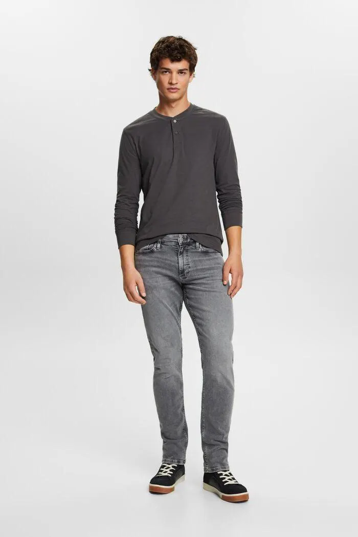 Top de cuello tunecino en tejido jersey de algodón lavado