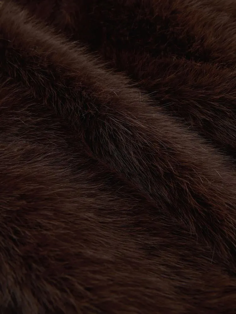 Čokoládově hnědá - Bunda z umělé kožešiny na zip