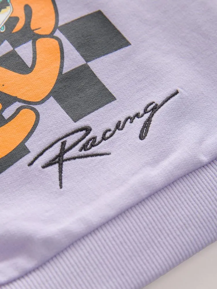 Lila fialová - Kostkovaná sada s krátkým tričkem Hot Wheels (9měsíců-8let)