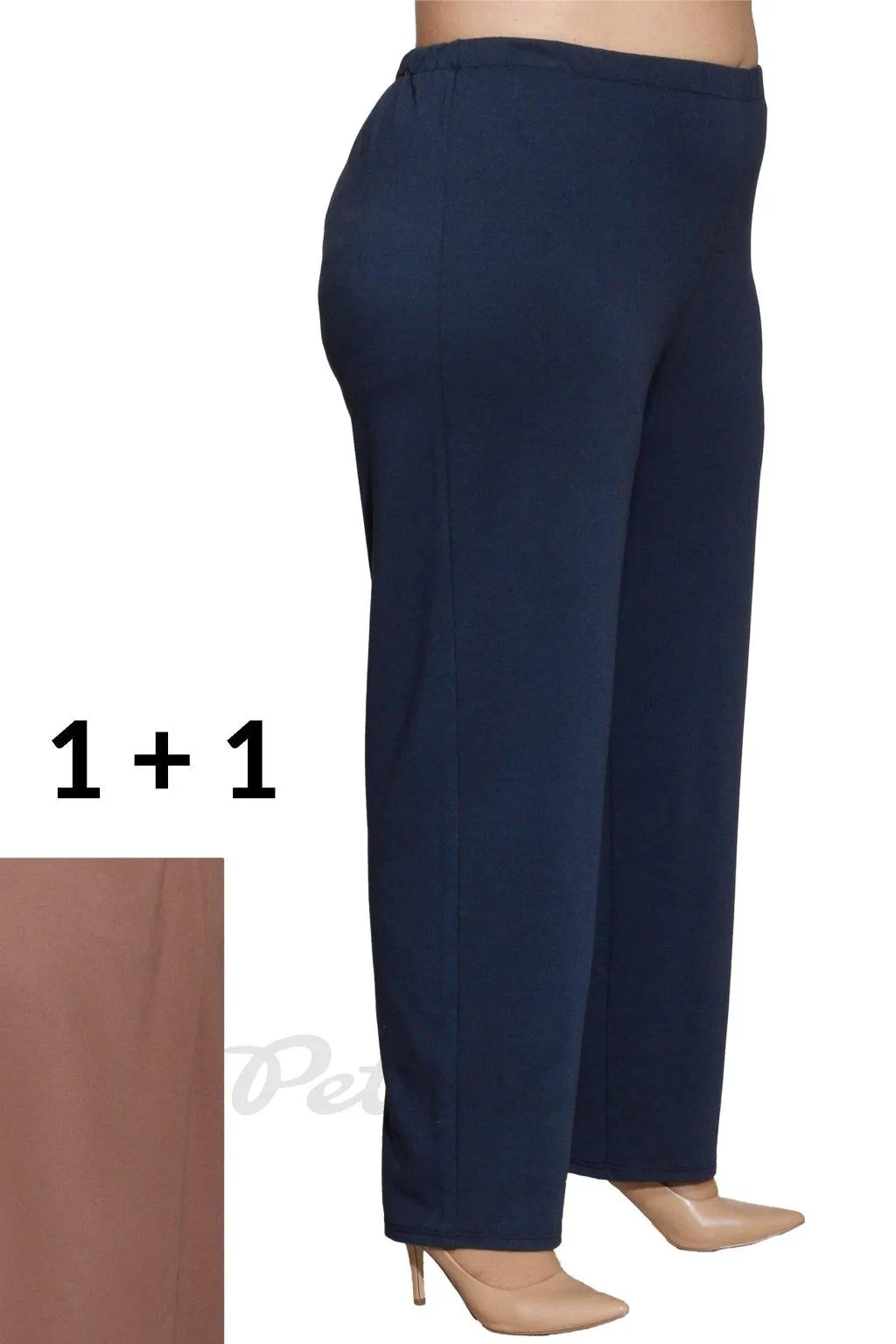 1 + 1 volnočasové úpletové kalhoty Cleopatra 2409 s modrou