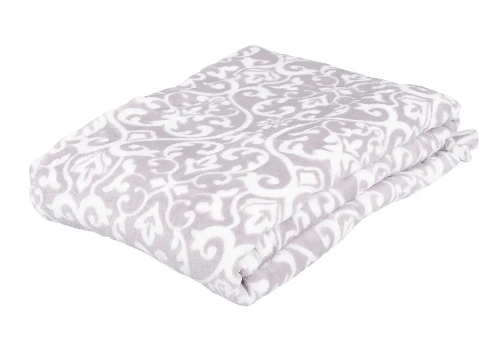Deka mikroflanel Ornament světle šedá 150 x 200 cm