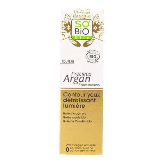Péče o oční okolí rozjasňující a vyhlazující GOLD 15 ml BIO zralá pleť Precieux argan SO’BiO étic