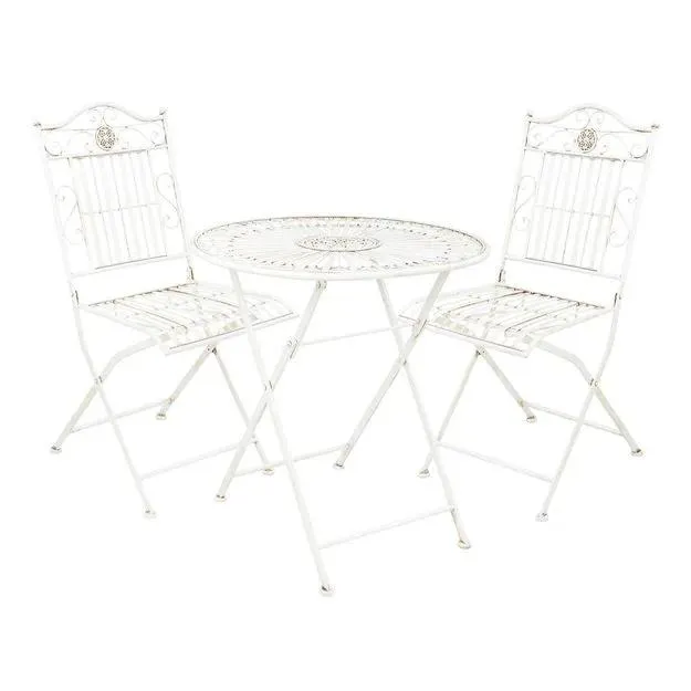 TERRACE HILL Balkónový set 2 ks židle a 1 ks stůl - krémová