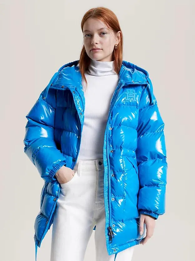 Hooded High Shine Down Jacket